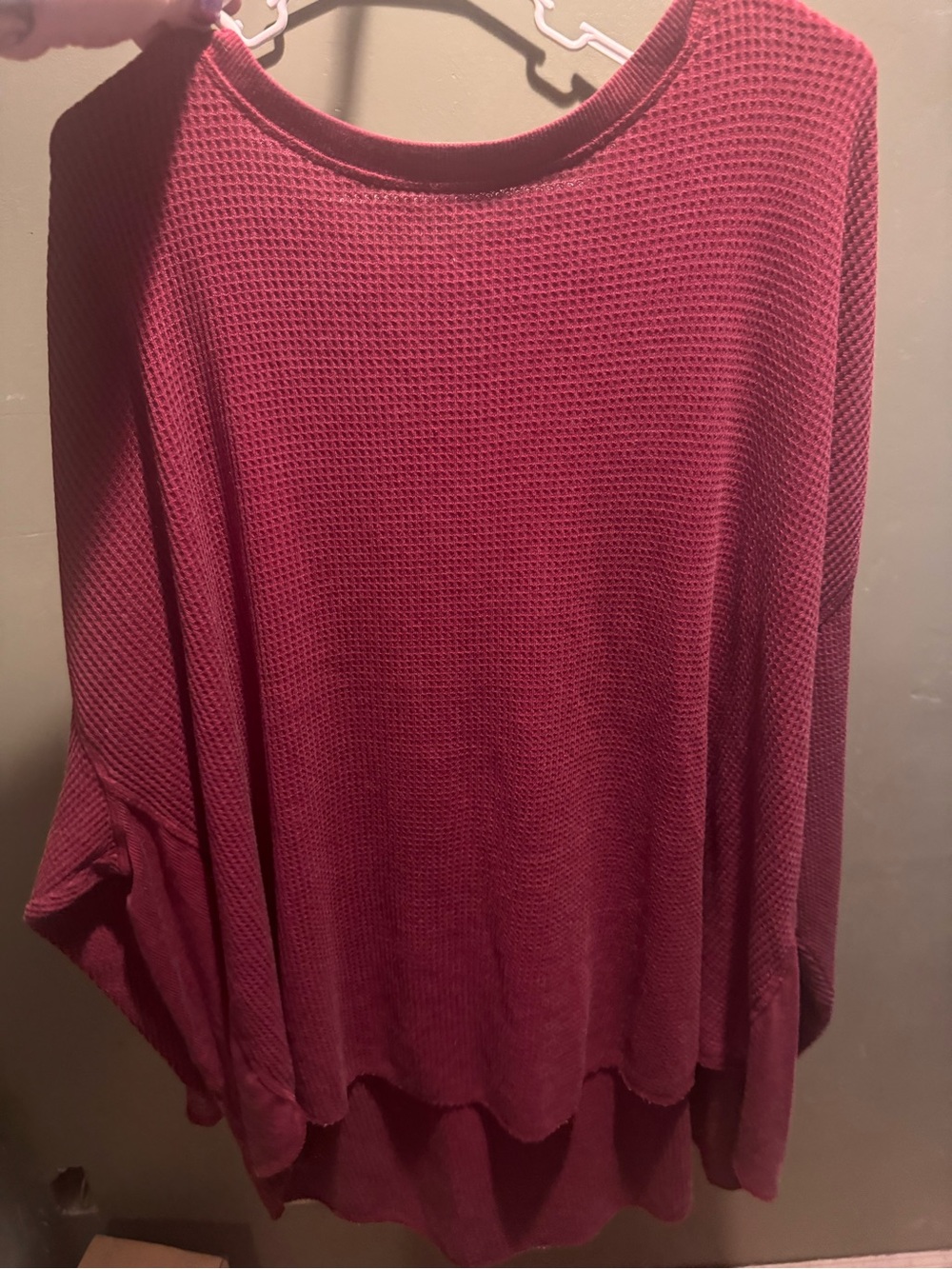 Terra & Sky Wine Waffle-Knit Crewneck Sweater